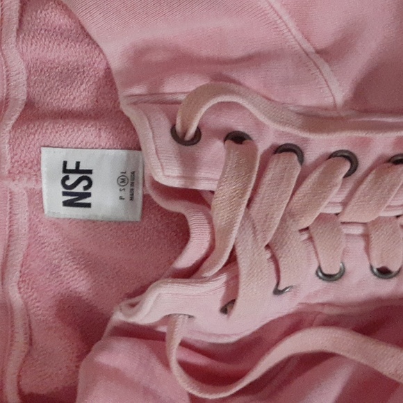 NSF neon pink maddox destoyed shredded lace-up distressed joggers m LA corset - Picture 3 of 9